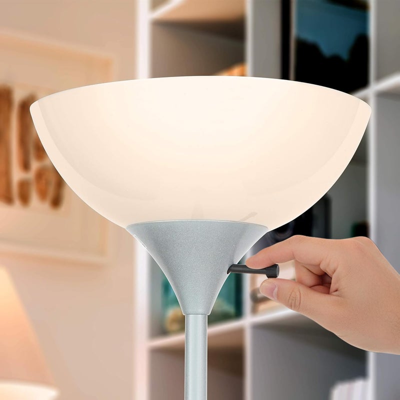 Brightech Sky Dome Dimmable LED Floor Lamp, Torchiere Floor Lamp for Living Room, Bedroom, & Office â€“ Tall Torch Standing Lamp for Reading, Modern Home Decor â€“ Platinum Silver - Image 5